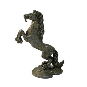 MINIATURE Signed SCM Pewter Rearing Horse 1.75”